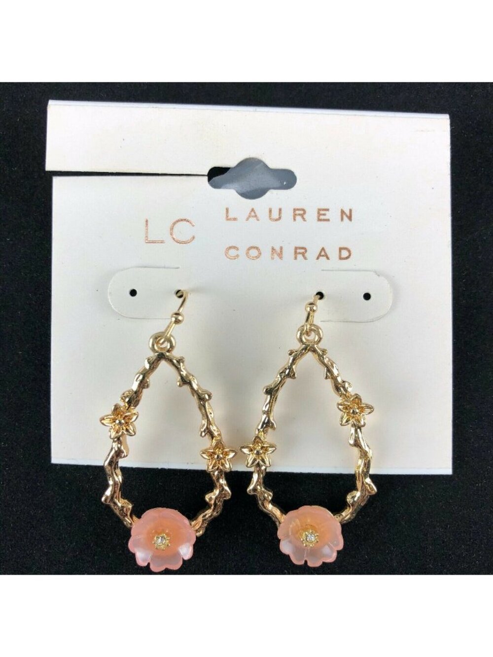LC Lauren Conrad Gold-tone Earrings Pink 1 1/2" Flowers Studs